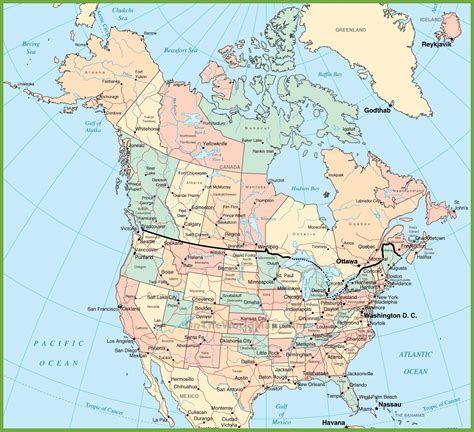 map of the usa and canada|canadian and us map.